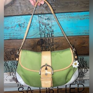 Vintage Coach Canvas With Leather Color Block bag